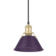 Golden Lighting Orwell 8in 1-Light Pendant | Industrial Brushed Champagne Brass and Exotic Purple Steel | Kitchen & Dining Room | Model 3306-S BCB-EP