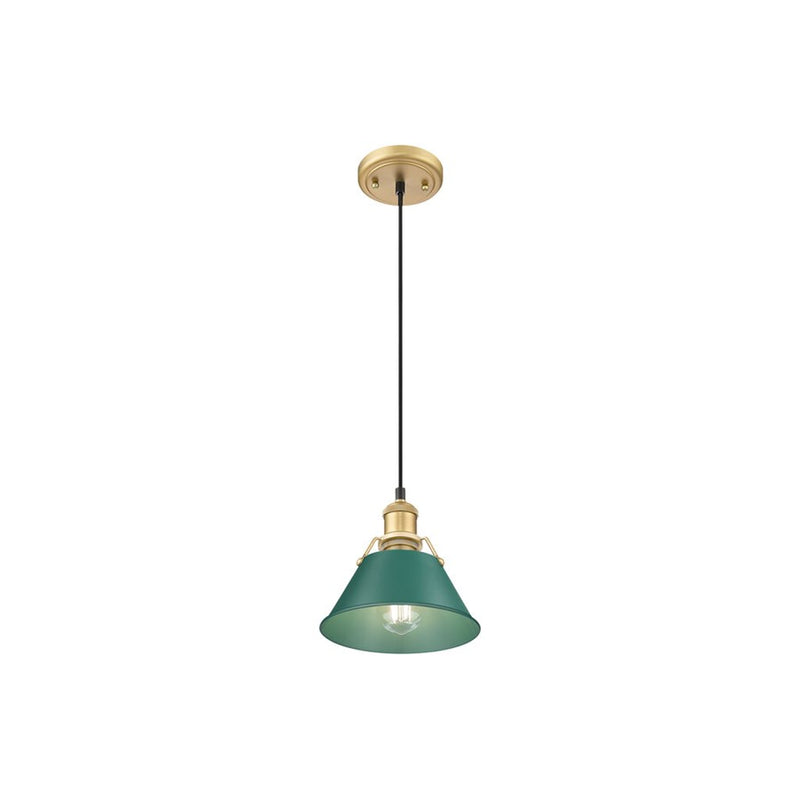 Golden Orwell 7.5" W Small Pendant, Champagne Bronze/Pine Green