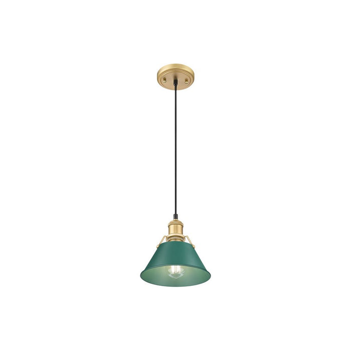 Golden Orwell 7.5" W Small Pendant, Champagne Bronze/Pine Green