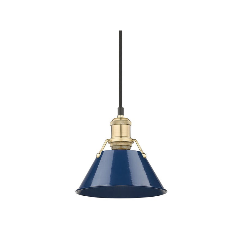Golden Orwell 7.5" Wide Small Pendant, Bronze/Matte Navy