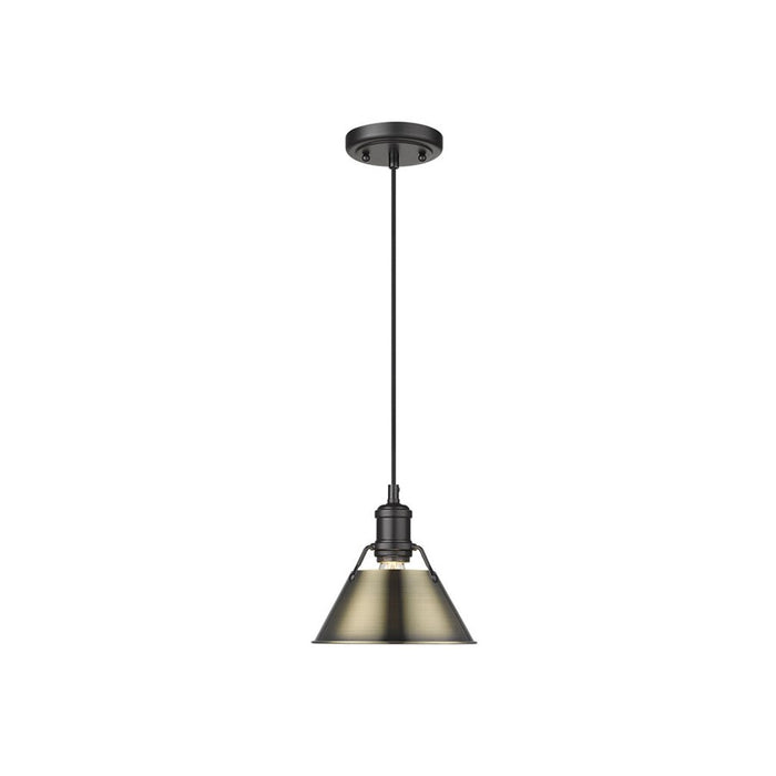 Golden Orwell 7.5" Wide Small Pendant, Matte Black/Aged Brass - 3306-SBLK-AB