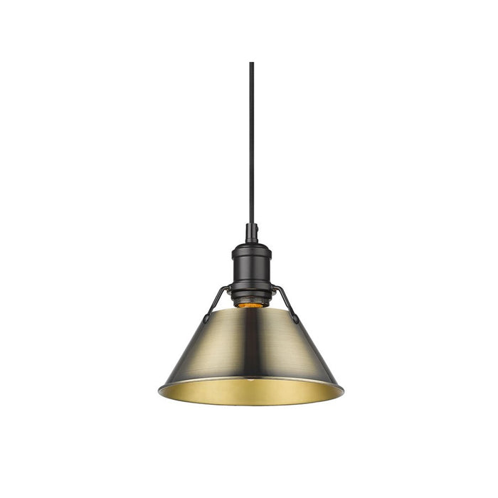 Golden Orwell 7.5" Wide Small Pendant, Matte Black/Aged Brass