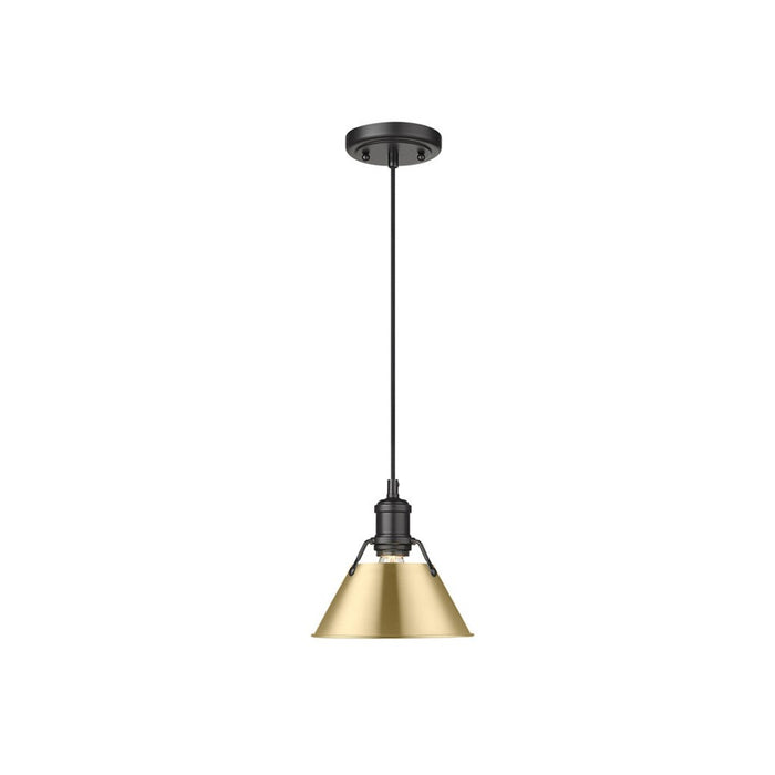 Golden Orwell 7.5" Wide Small Pendant, Matte Black/Champ Bronze - 3306-SBLK-BCB