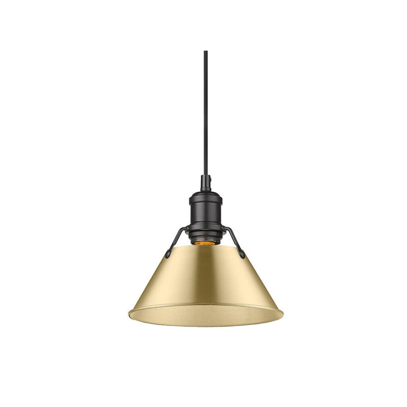 Golden Orwell 7.5" Wide Small Pendant, Matte Black/Champ Bronze