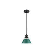 Golden Orwell 7.5" Wide Small Pendant, Matte Black/Pine Green - 3306-SBLK-GN