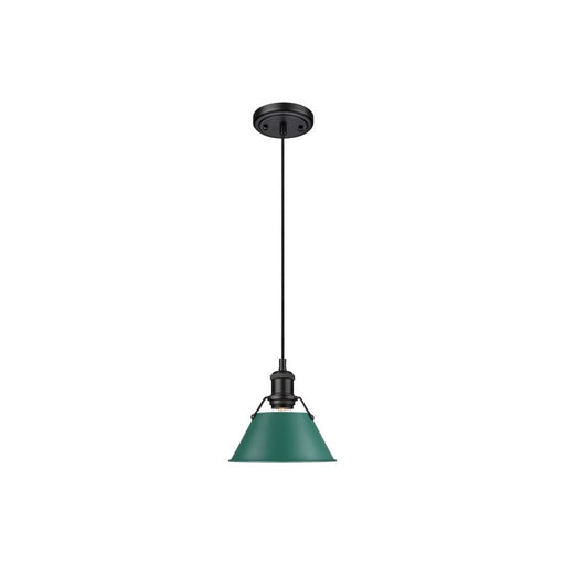 Golden Orwell 7.5" Wide Small Pendant, Matte Black/Pine Green - 3306-SBLK-GN