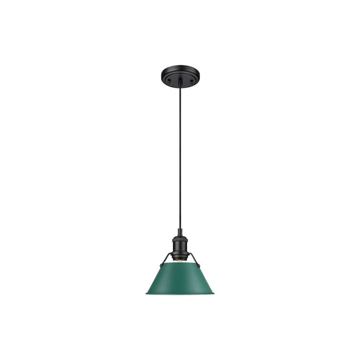 Golden Orwell 7.5" Wide Small Pendant, Matte Black/Pine Green - 3306-SBLK-GN