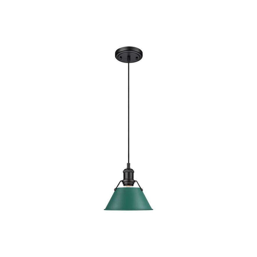 Golden Orwell 7.5" Wide Small Pendant, Matte Black/Pine Green - 3306-SBLK-GN