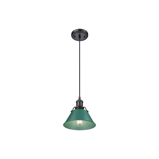 Golden Orwell 7.5" Wide Small Pendant, Matte Black/Pine Green