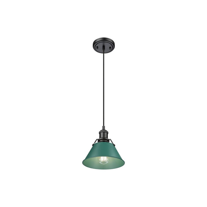 Golden Orwell 7.5" Wide Small Pendant, Matte Black/Pine Green