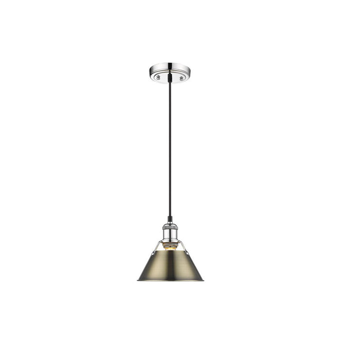 Golden Lighting Orwell 7.5" Wide Small Pendant, Chrome/Aged Brass - 3306-SCH-AB