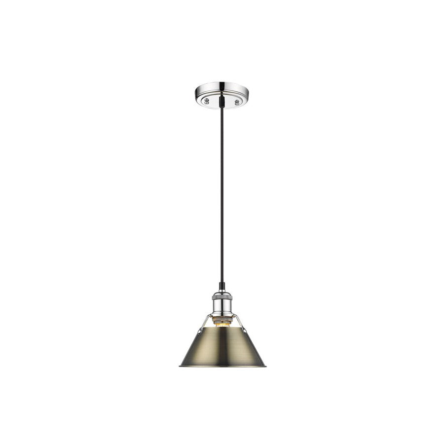 Golden Lighting Orwell 7.5" Wide Small Pendant, Chrome/Aged Brass - 3306-SCH-AB
