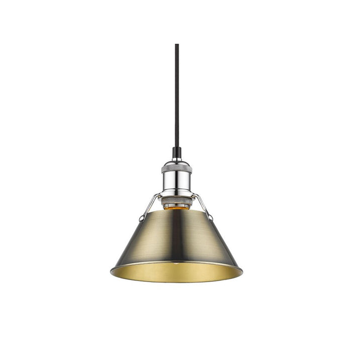 Golden Lighting Orwell 7.5" Wide Small Pendant, Chrome/Aged Brass