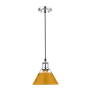 Golden Lighting Orwell 8in 1-Light Pendant | Industrial Chrome and Auric Yellow Steel | Kitchen Island & Dining Room | Model 3306-S CH-AY