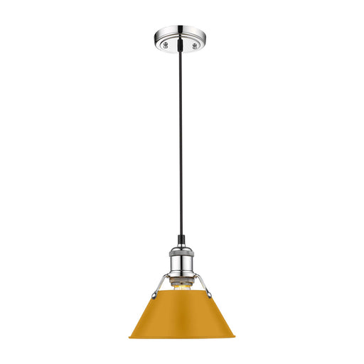 Golden Lighting Orwell 8in 1-Light Pendant | Industrial Chrome and Auric Yellow Steel | Kitchen Island & Dining Room | Model 3306-S CH-AY