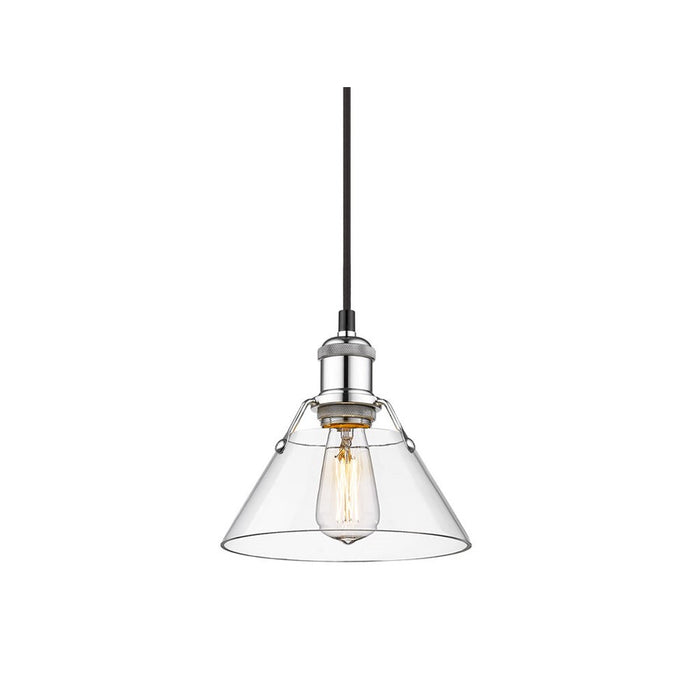 Golden Orwell 7.5" Wide Small Pendant, Chrome/Clear Glass