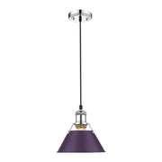 Golden Lighting Orwell 8in 1-Light Pendant | Industrial Chrome and Exotic Purple Steel | Kitchen & Dining Room | Model 3306-S CH-EP