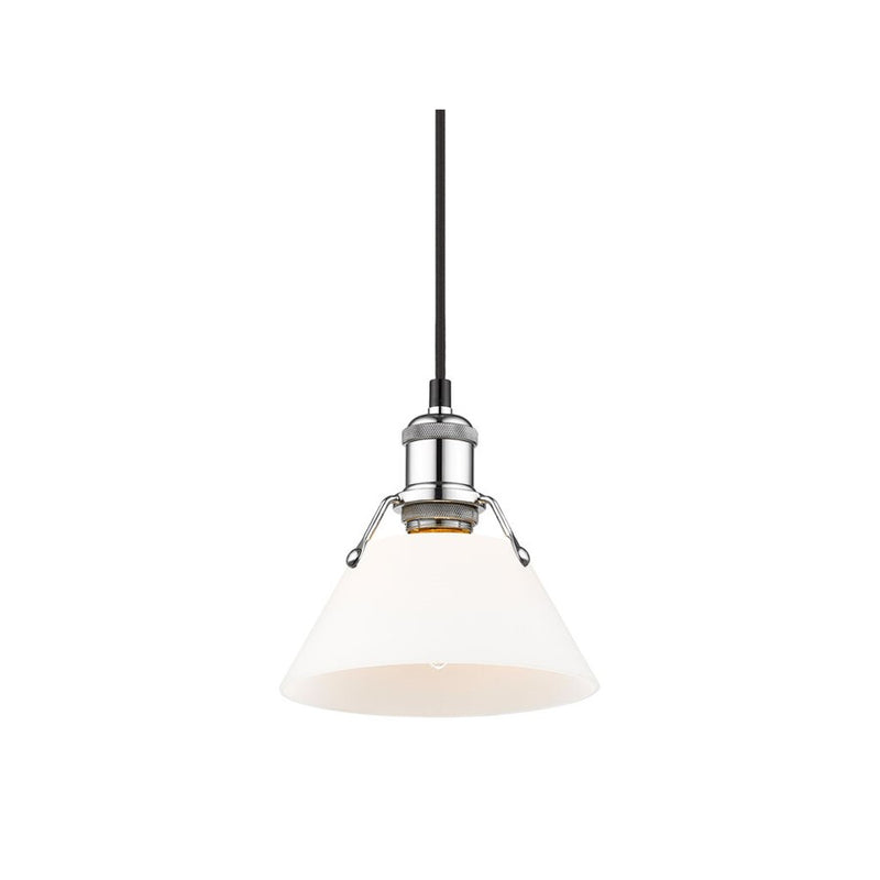 Golden Lighting Orwell 7.5" Wide Small Pendant, Chrome/Opal Glass