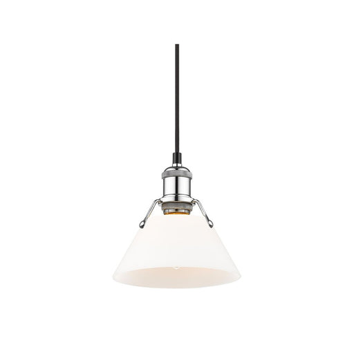Golden Lighting Orwell 7.5" Wide Small Pendant, Chrome/Opal Glass
