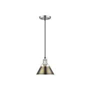 Golden Lighting Orwell 7.5" Wide Small Pendant, Pewter/Aged Brass - 3306-SPW-AB