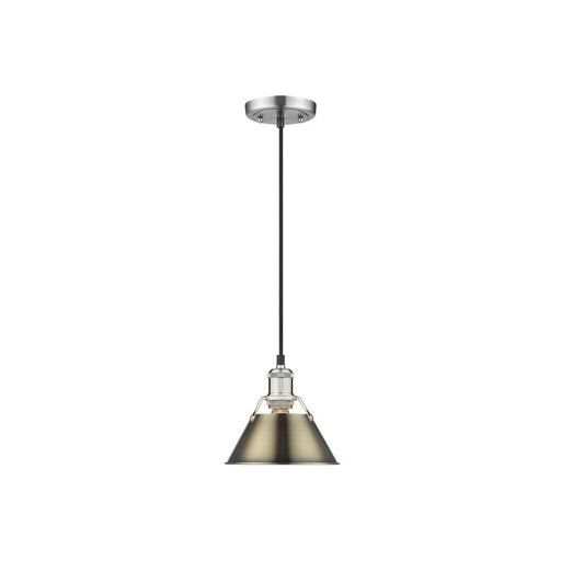 Golden Lighting Orwell 7.5" Wide Small Pendant, Pewter/Aged Brass - 3306-SPW-AB