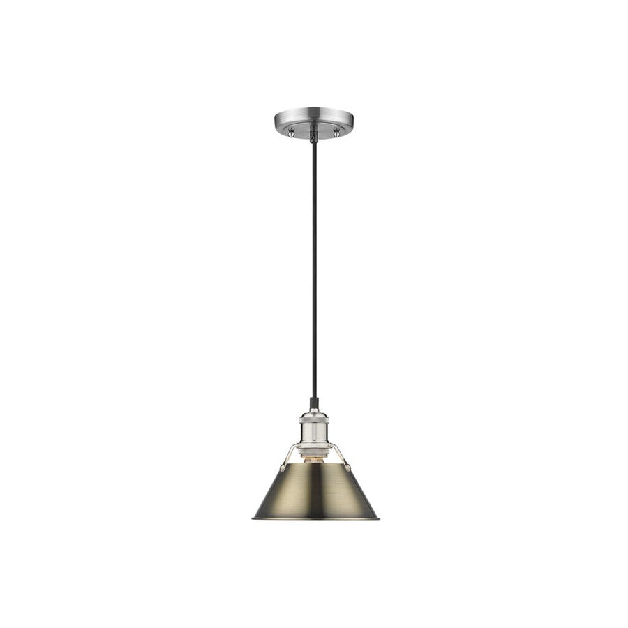 Golden Lighting Orwell 7.5" Wide Small Pendant, Pewter/Aged Brass - 3306-SPW-AB