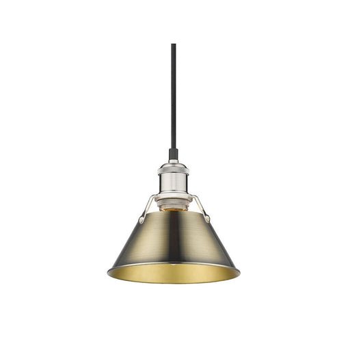 Golden Lighting Orwell 7.5" Wide Small Pendant, Pewter/Aged Brass
