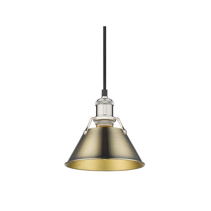 Golden Lighting Orwell 7.5" Wide Small Pendant, Pewter/Aged Brass