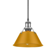Golden Lighting Orwell 8in 1-Light Pendant | Industrial Pewter and Auric Yellow Steel | Kitchen Island & Dining Room | Model 3306-S PW-AY
