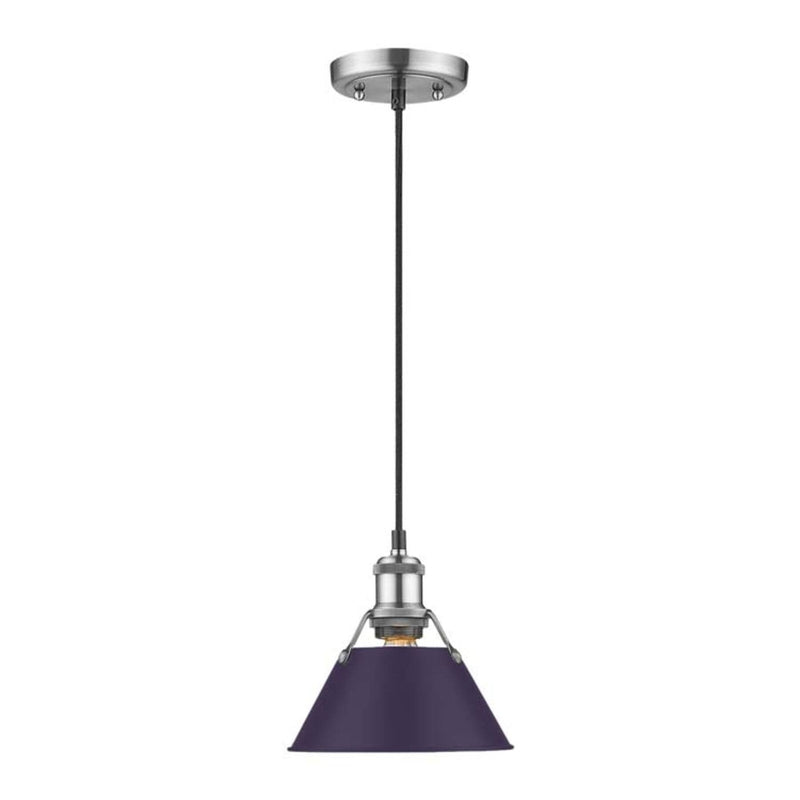 Golden Lighting Orwell 8in 1-Light Pendant | Industrial Pewter and Exotic Purple Steel | Kitchen & Dining Room | Model 3306-S PW-EP