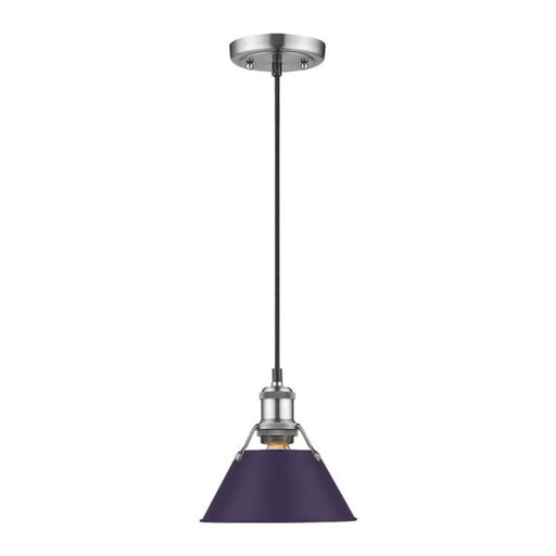 Golden Lighting Orwell 8in 1-Light Pendant | Industrial Pewter and Exotic Purple Steel | Kitchen & Dining Room | Model 3306-S PW-EP