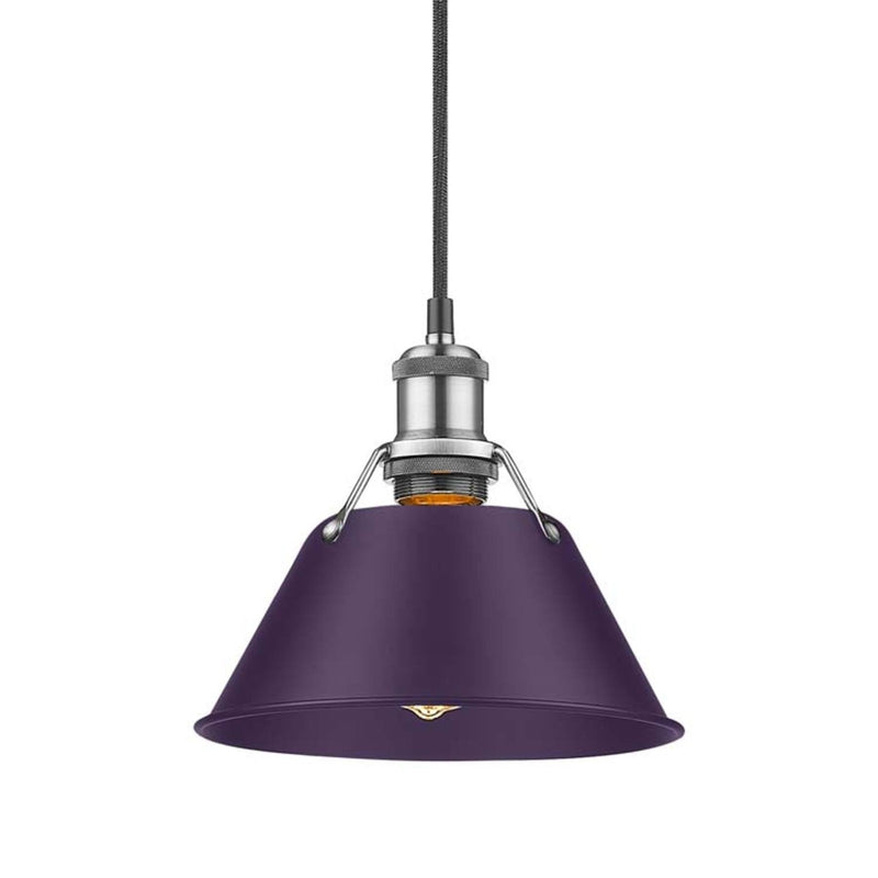 Golden Lighting Orwell 8in 1-Light Pendant | Industrial Pewter and Exotic Purple Steel | Kitchen & Dining Room | Model 3306-S PW-EP
