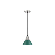 Golden Lighting Orwell 7.5" Wide Small Pendant, Pewter/Pine Green - 3306-SPW-GN