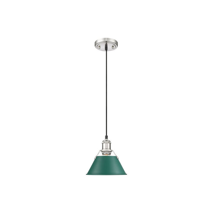 Golden Lighting Orwell 7.5" Wide Small Pendant, Pewter/Pine Green - 3306-SPW-GN