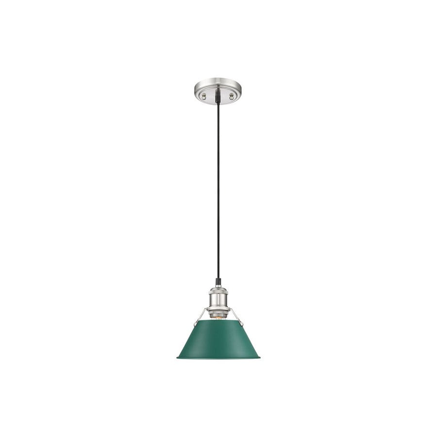 Golden Lighting Orwell 7.5" Wide Small Pendant, Pewter/Pine Green - 3306-SPW-GN