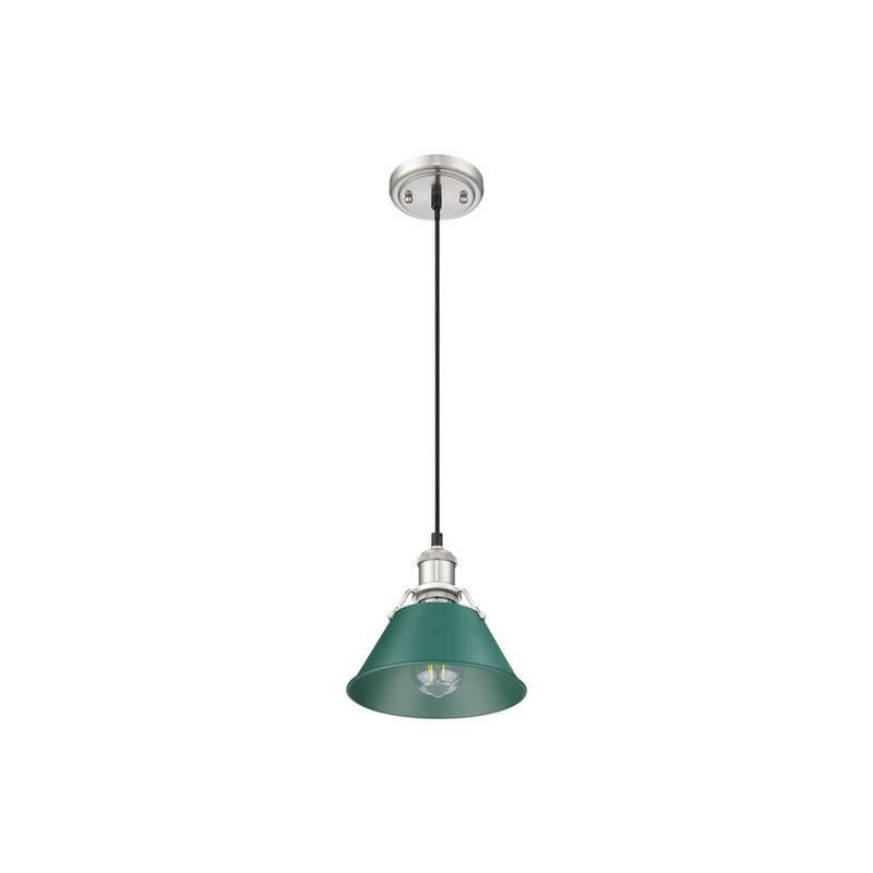 Golden Lighting Orwell 7.5" Wide Small Pendant, Pewter/Pine Green