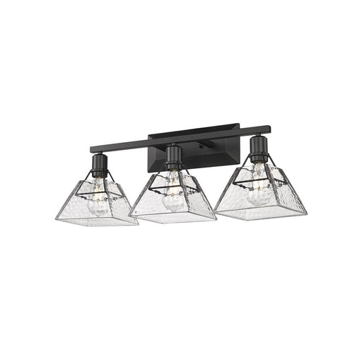 Golden Kepler 3-Light Vanity Light, Matte Black/Water Glass - 3308-BA3BLK-WTG