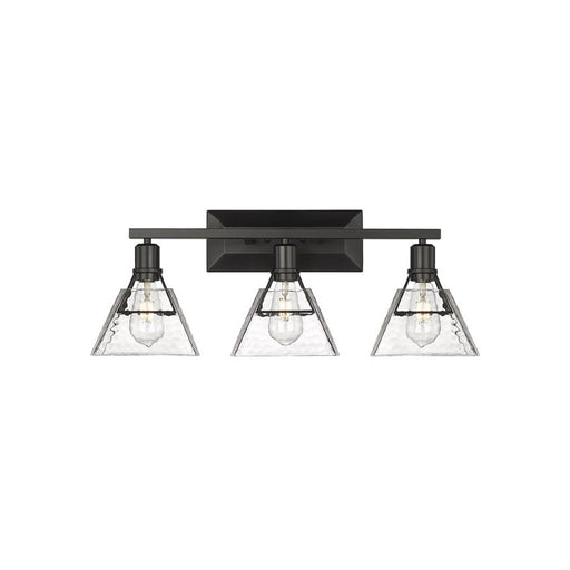 Golden Kepler 3-Light Vanity Light, Matte Black/Water Glass