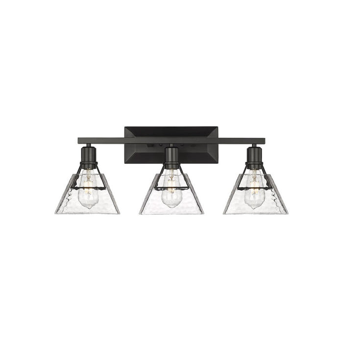 Golden Kepler 3-Light Vanity Light, Matte Black/Water Glass