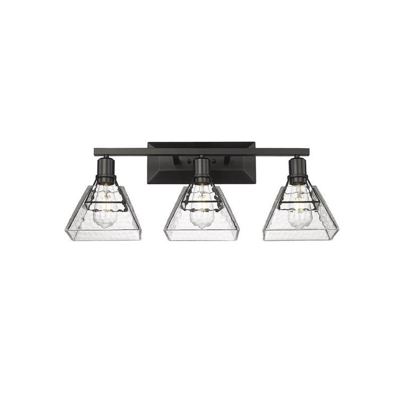 Golden Kepler 3-Light Vanity Light, Matte Black/Water Glass