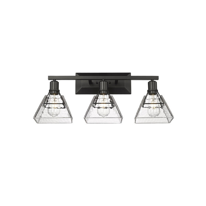 Golden Kepler 3-Light Vanity Light, Matte Black/Water Glass