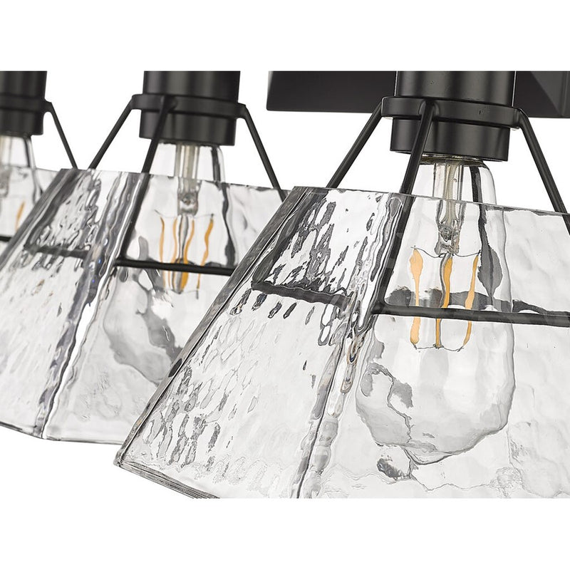 Golden Kepler 3-Light Vanity Light, Matte Black/Water Glass
