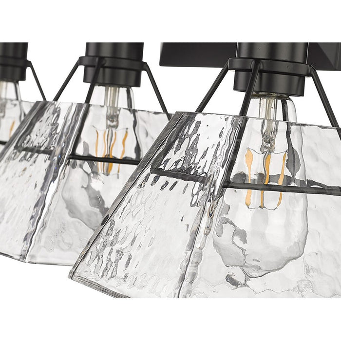 Golden Kepler 3-Light Vanity Light, Matte Black/Water Glass