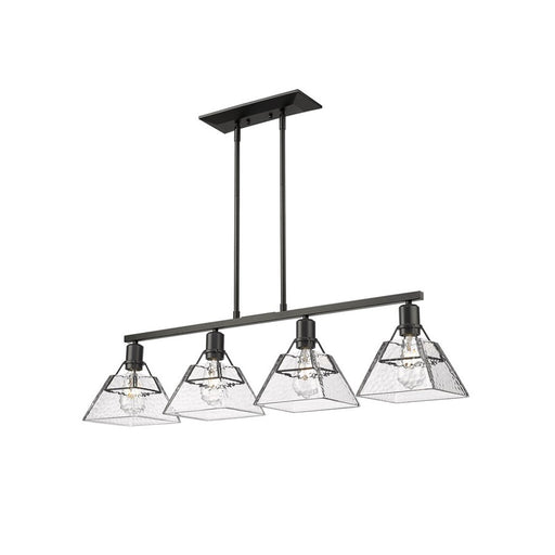 Golden Kepler 4-Light Linear Pendant, Matte Black/Water Glass - 3308-LPBLK-WTG
