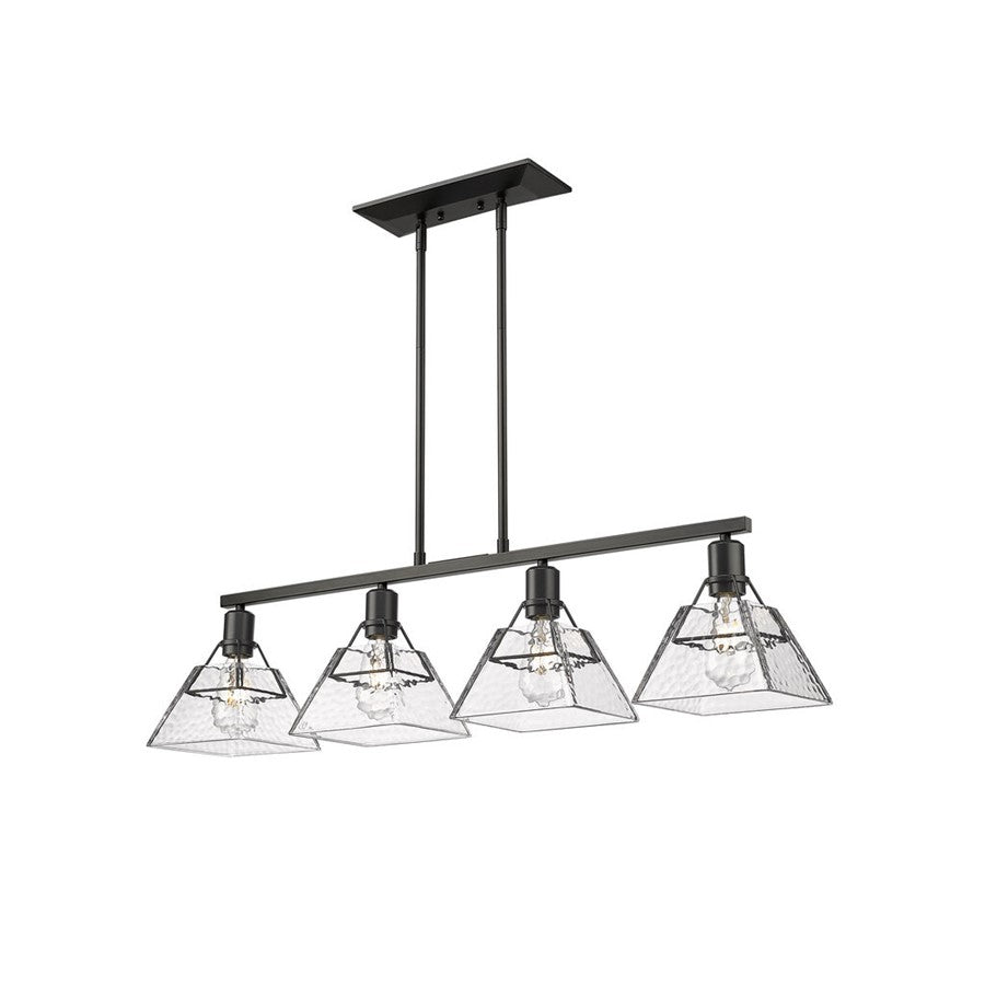 Golden Kepler 4-Light Linear Pendant, Matte Black/Water Glass - 3308-LPBLK-WTG