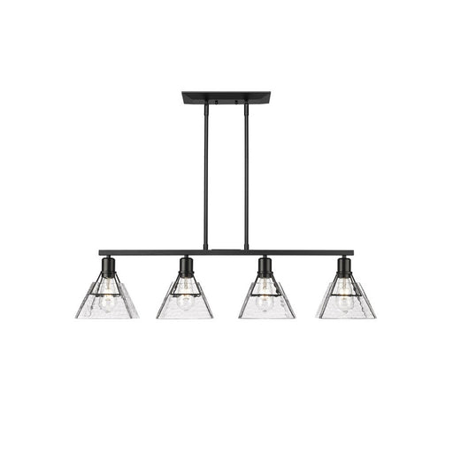 Golden Kepler 4-Light Linear Pendant, Matte Black/Water Glass