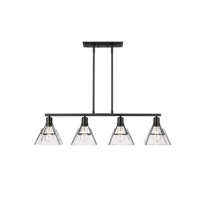 Golden Kepler 4-Light Linear Pendant, Matte Black/Water Glass