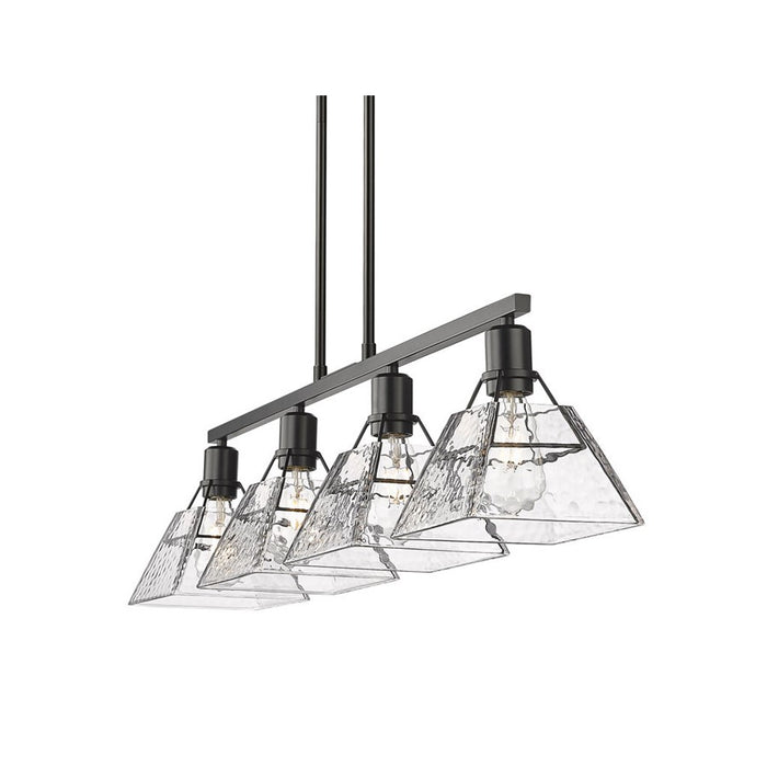 Golden Kepler 4-Light Linear Pendant, Matte Black/Water Glass