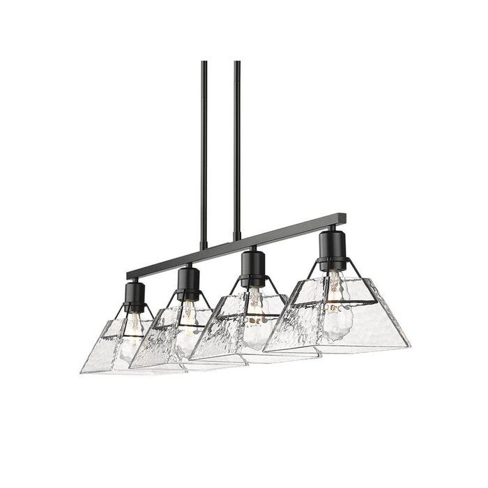 Golden Kepler 4-Light Linear Pendant, Matte Black/Water Glass