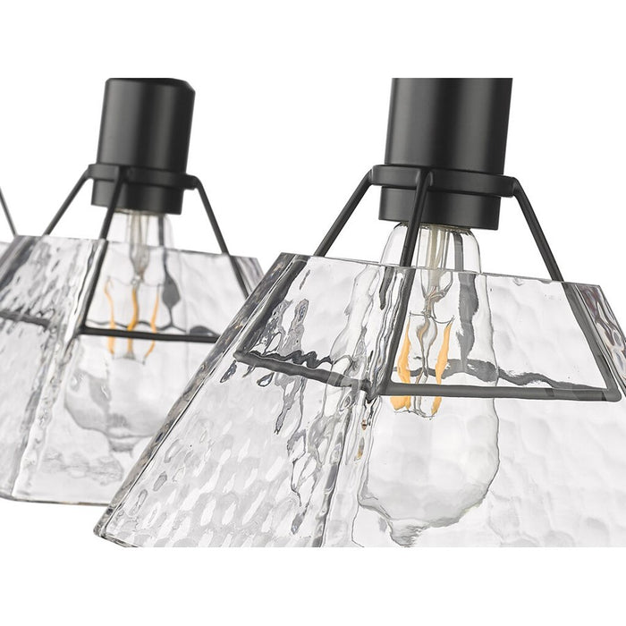 Golden Kepler 4-Light Linear Pendant, Matte Black/Water Glass